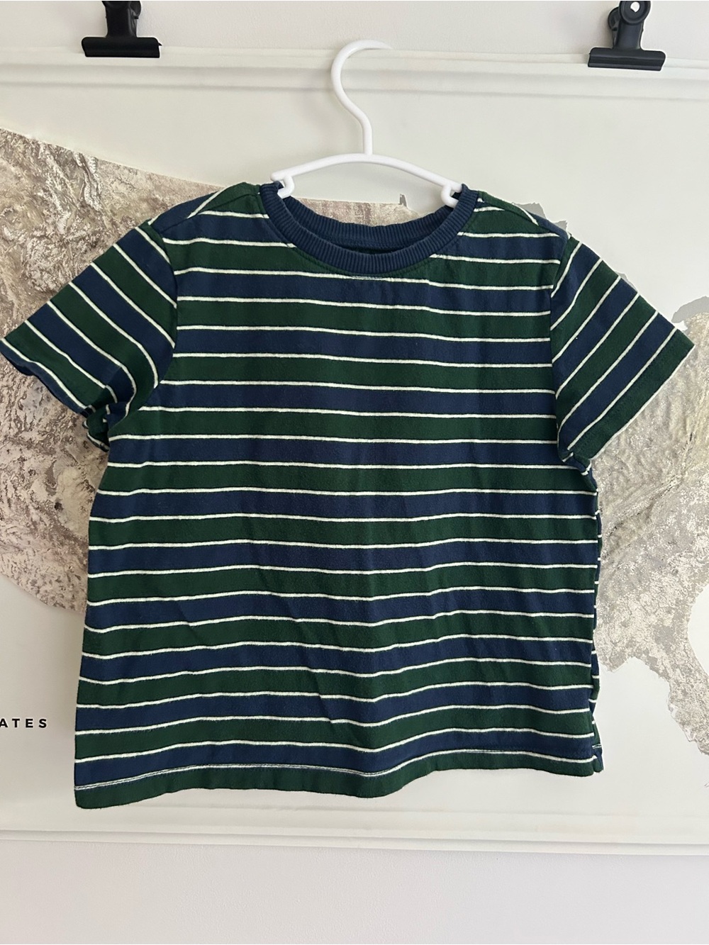 Striped Crewneck Tee 5T - Green & Navy
